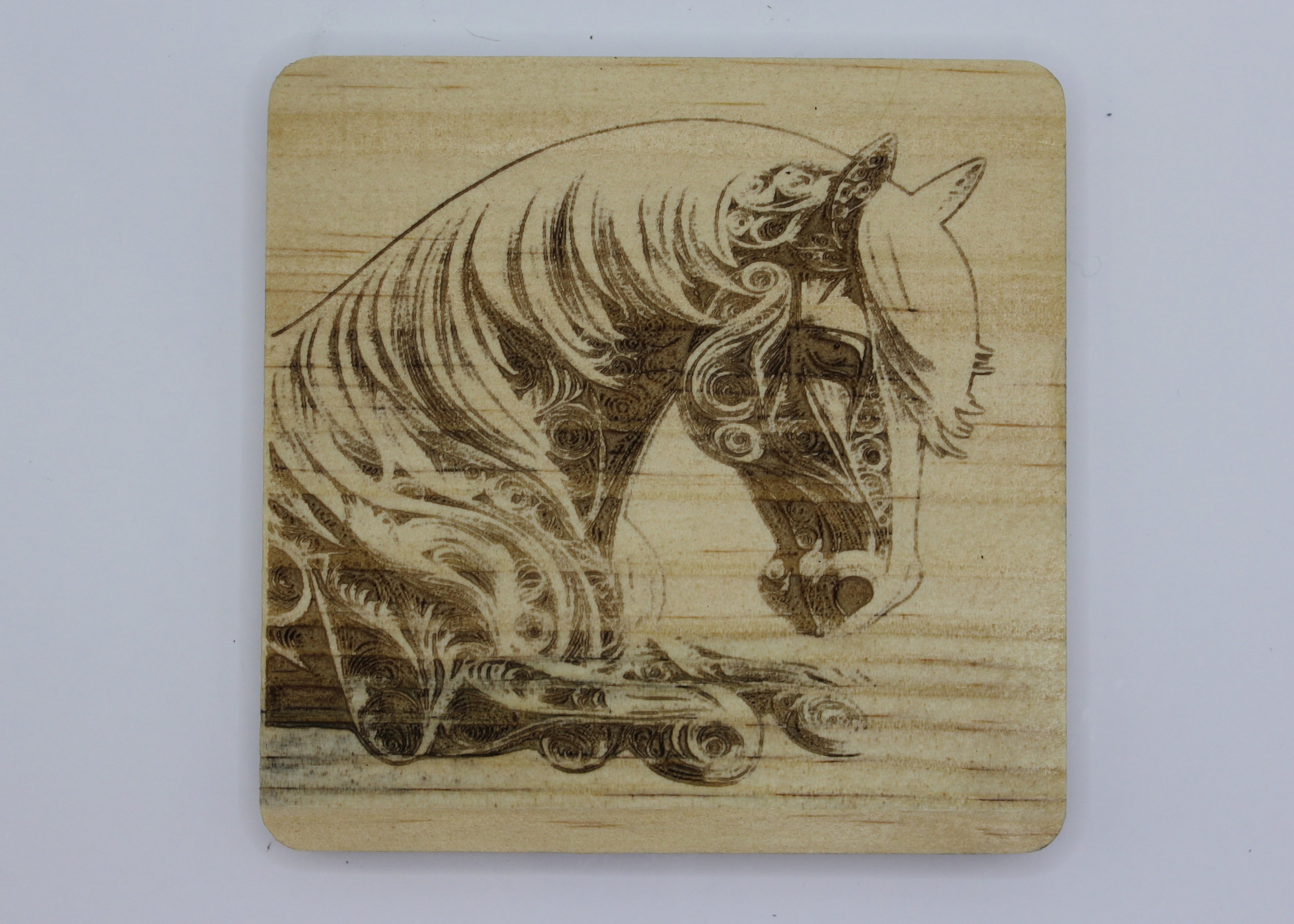 wood coaster horse head