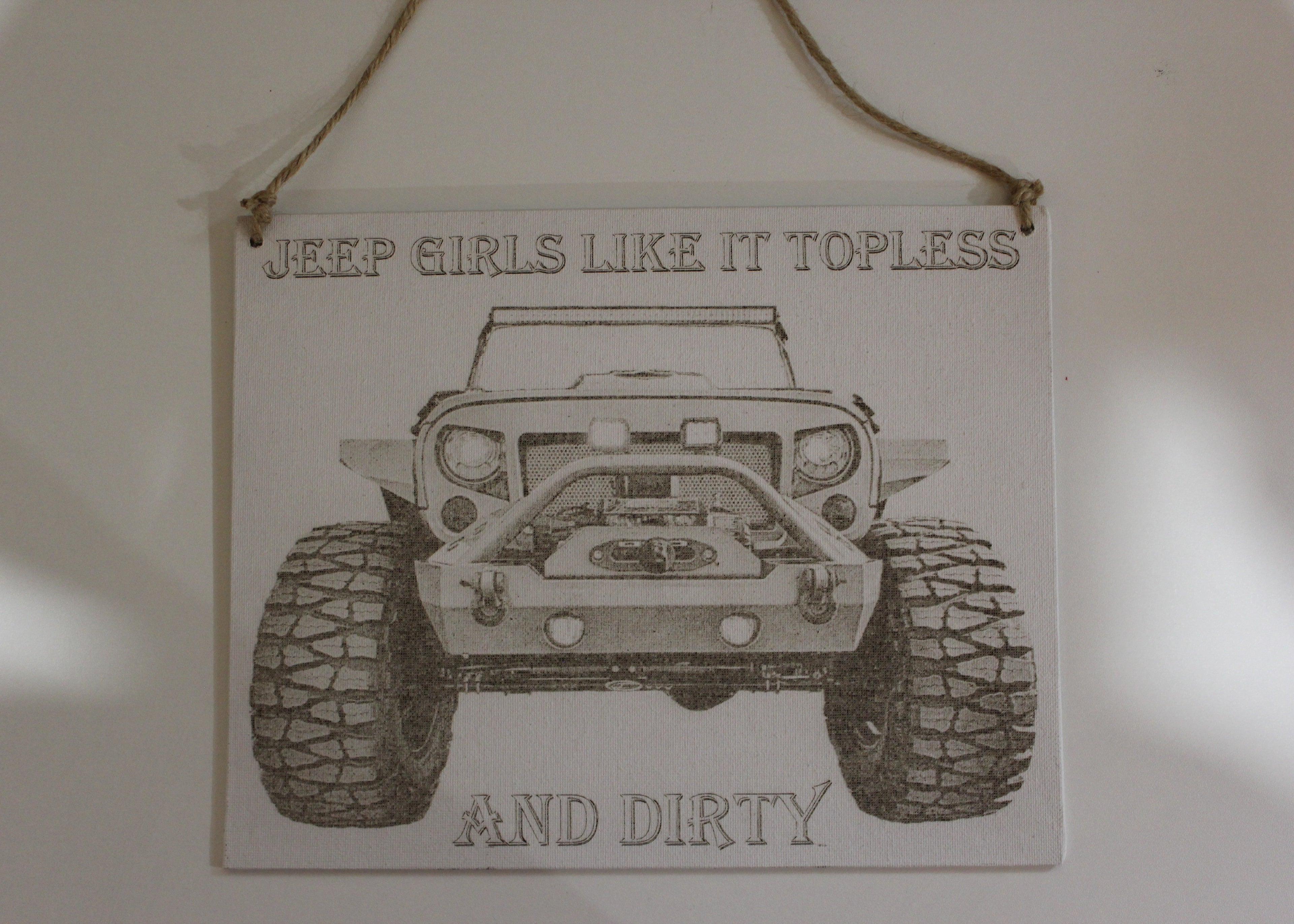 Topless and dirty canvas sign 10x8